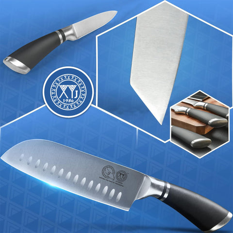 XYJ close-up of V-shaped blade edge highlighting long-lasting sharpness