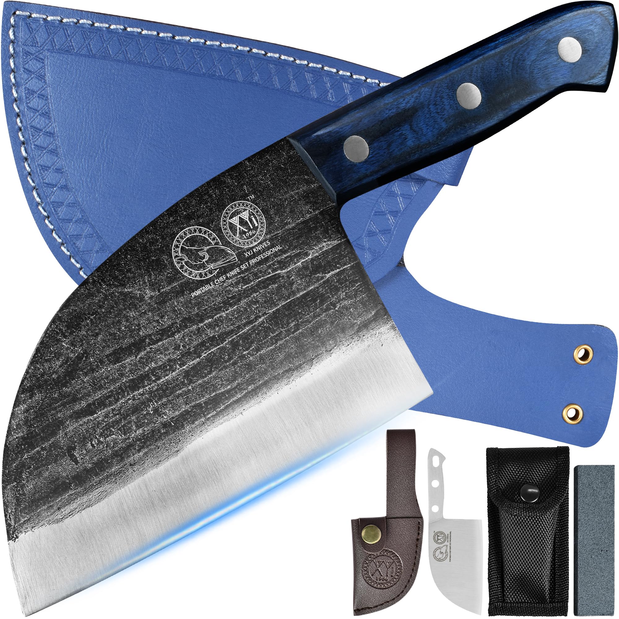 XYJ front view showing knife and packaging for clear first impression