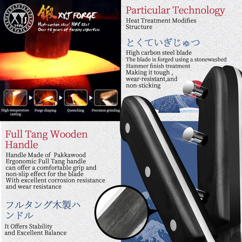XYJ ergonomic full-tang handle detail offering superior balance and grip