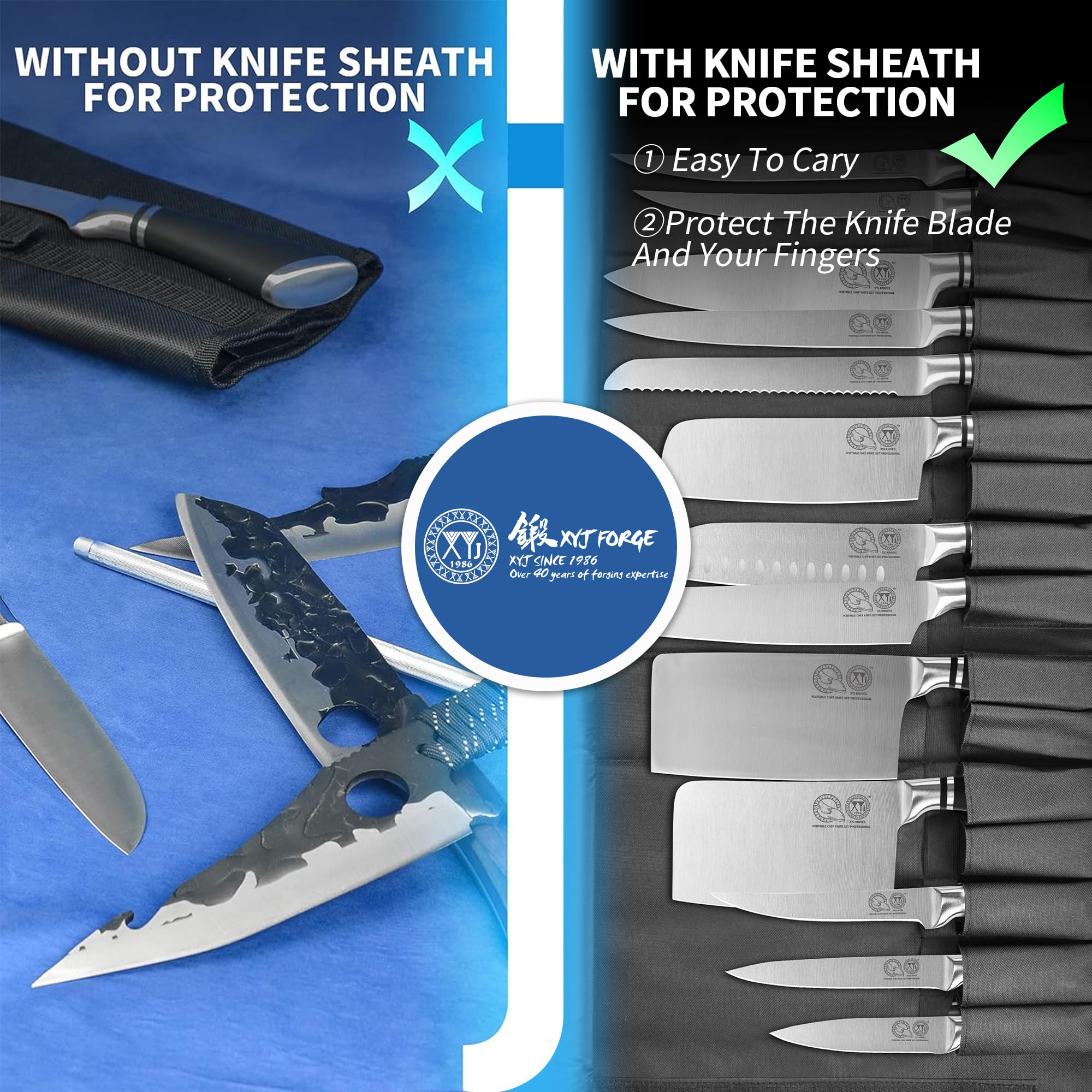 XYJ chef knife slicing steak smoothly to show precise cutting performance