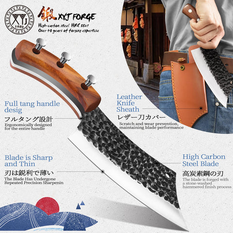 XYJ leather sheath with belt loop protecting blade for safe carry and storage