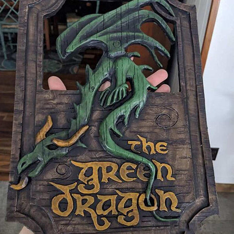 XYQ Green Dragon front view showcasing hand-painted weathered finish and charm