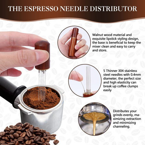 Y-Step walnut stirrer and stainless spoon breaking clumps for even extraction