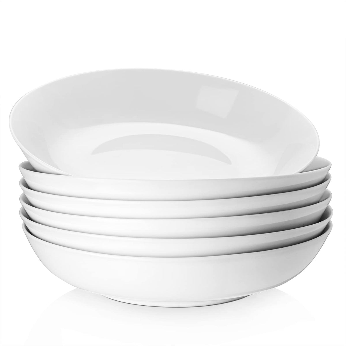 Y YHY front view of six white bowls showing clean set and classic look