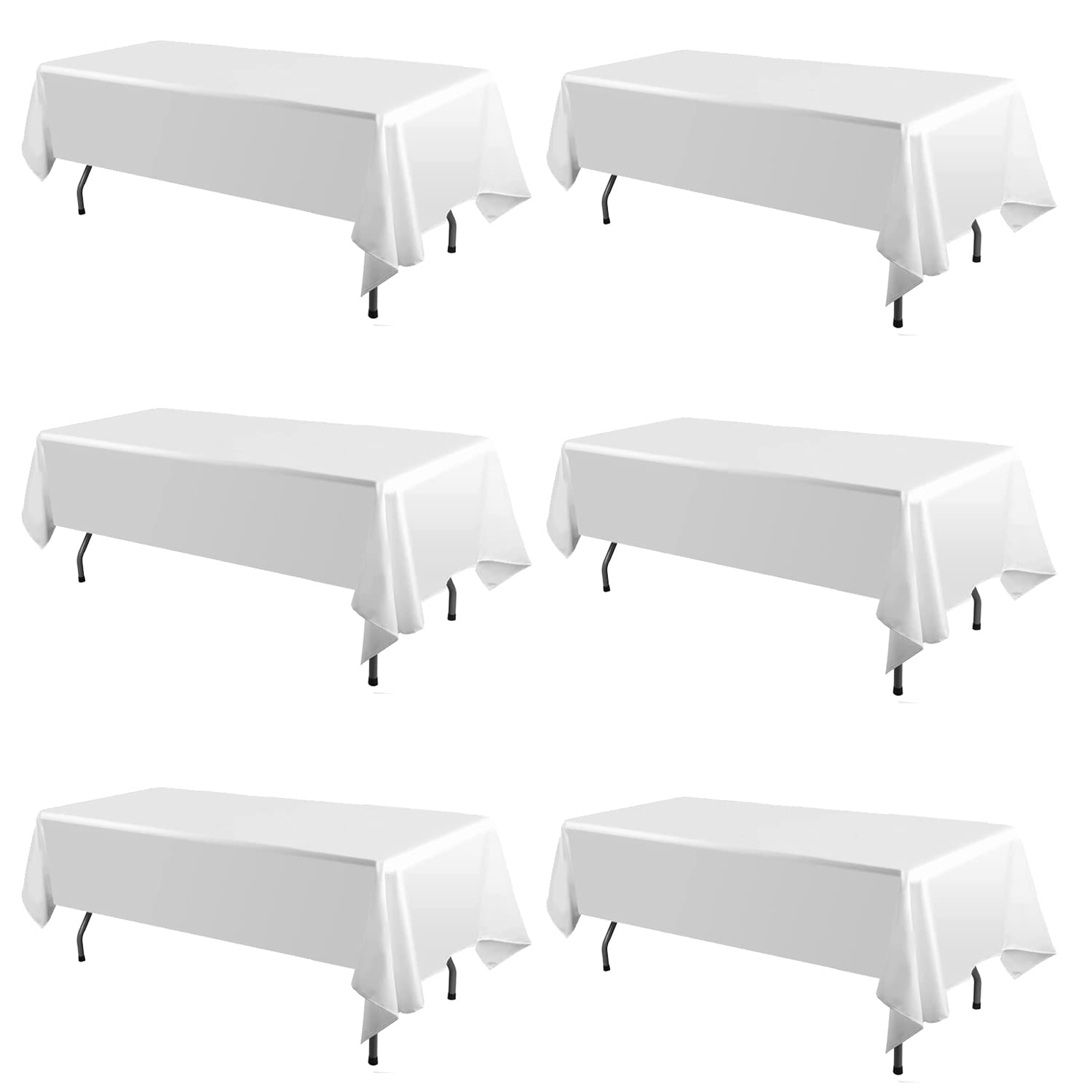 Yabool front packaging showing six white tablecloths and neat fold benefit
