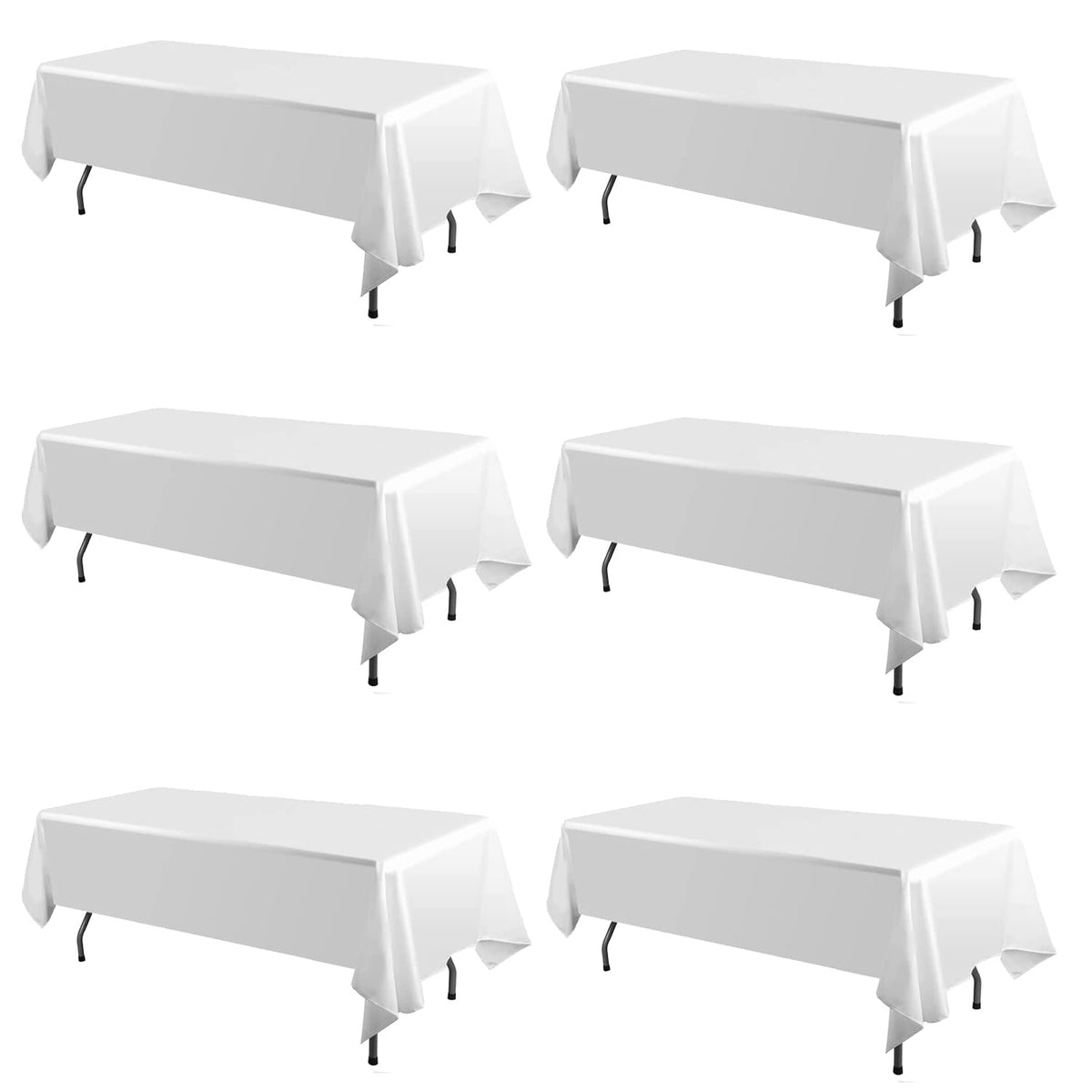 Yabool front packaging showing six white tablecloths and neat fold benefit