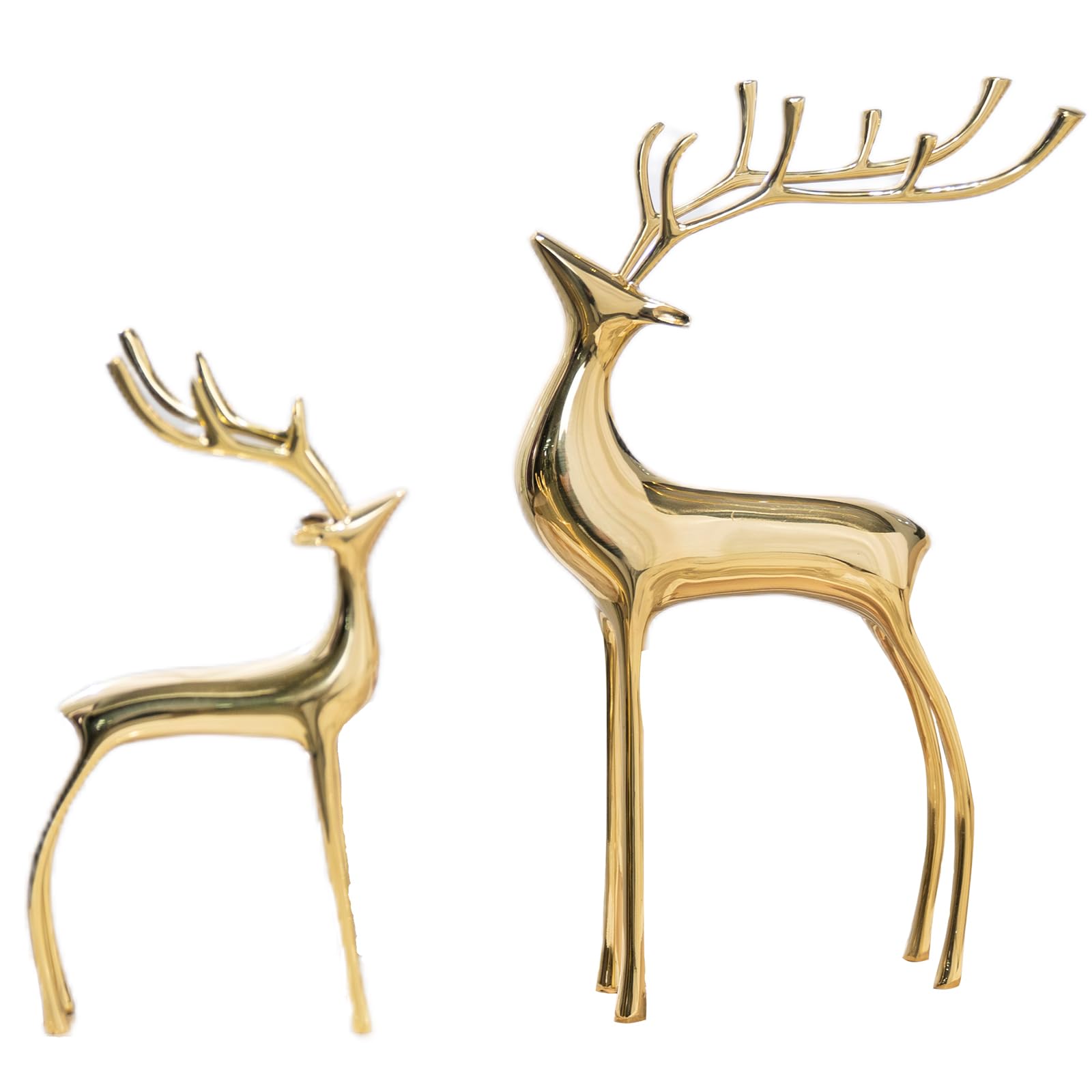 YACSNBF front view of gold reindeer set highlighting elegant silhouette and instant holiday charm