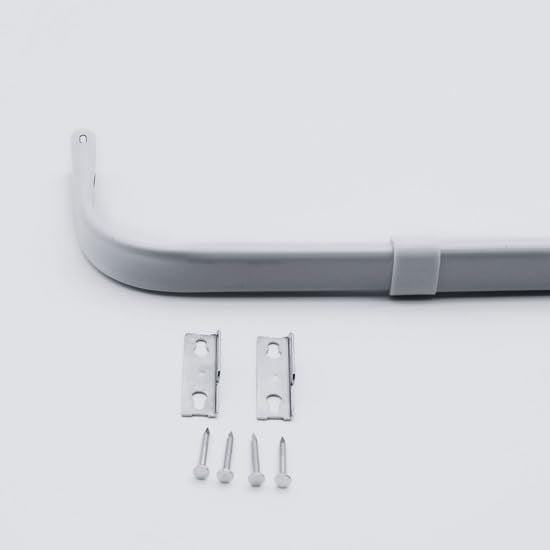 Yafa Home Fashion front packaging showing white adjustable rod and included hardware benefits easy setup