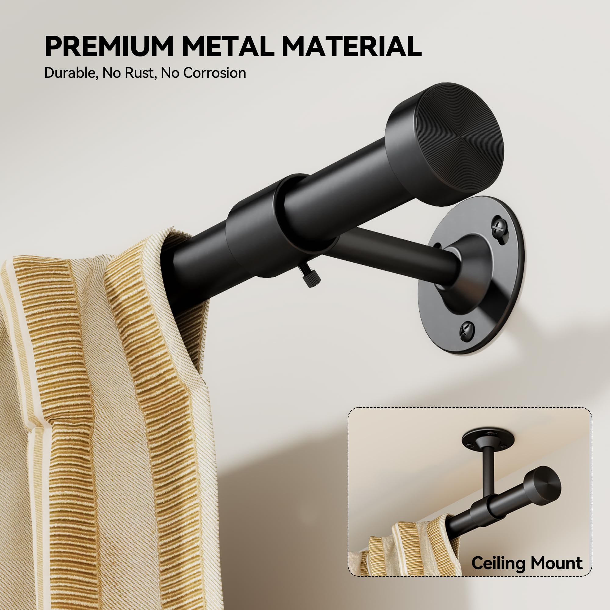 YaFex aluminum finial close-up highlighting modern matte black finish