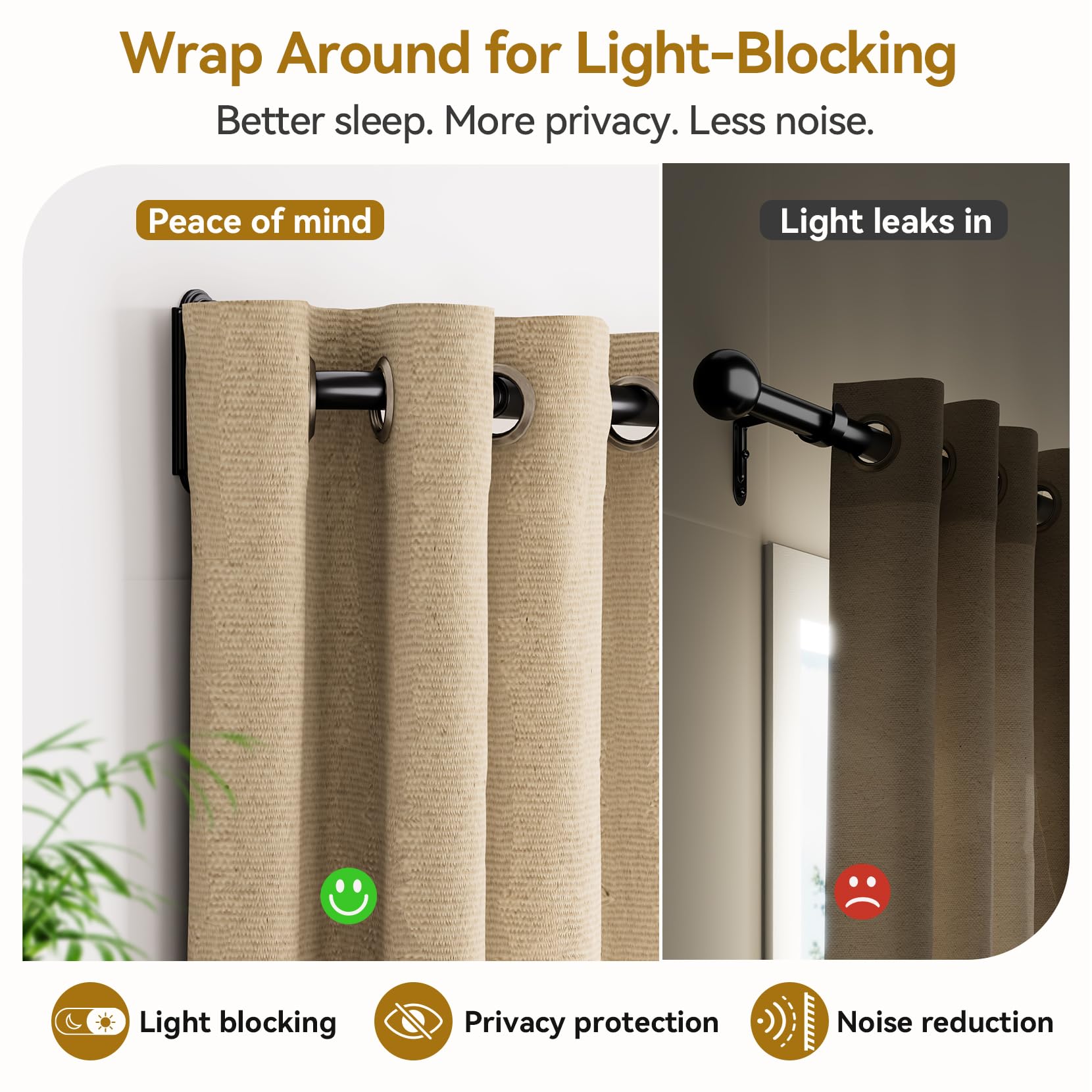 YaFex end bracket and split endcap detail showing easy curtain removal and secure hold