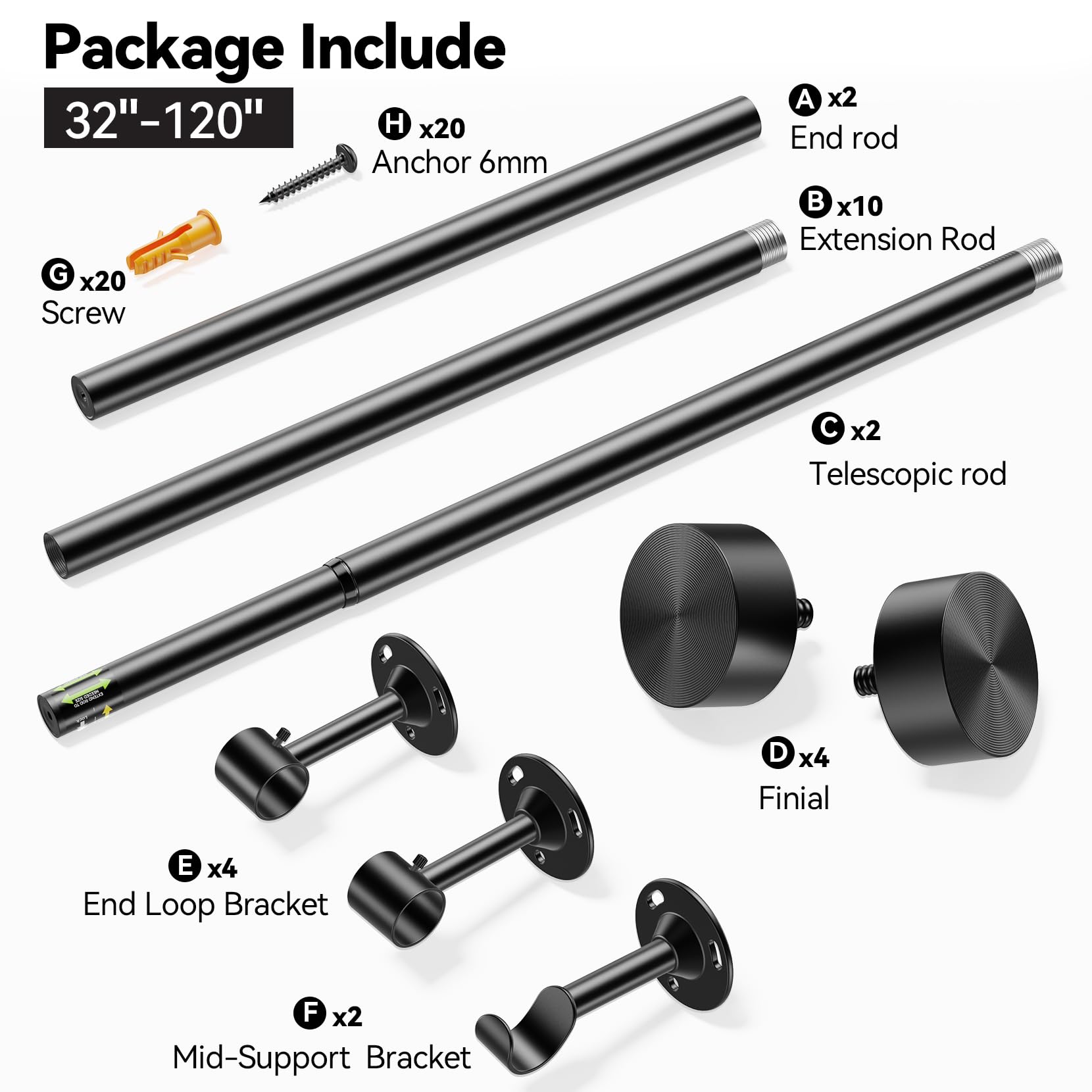 YaFex laid-out hardware kit with screws and anchors showing complete installation set