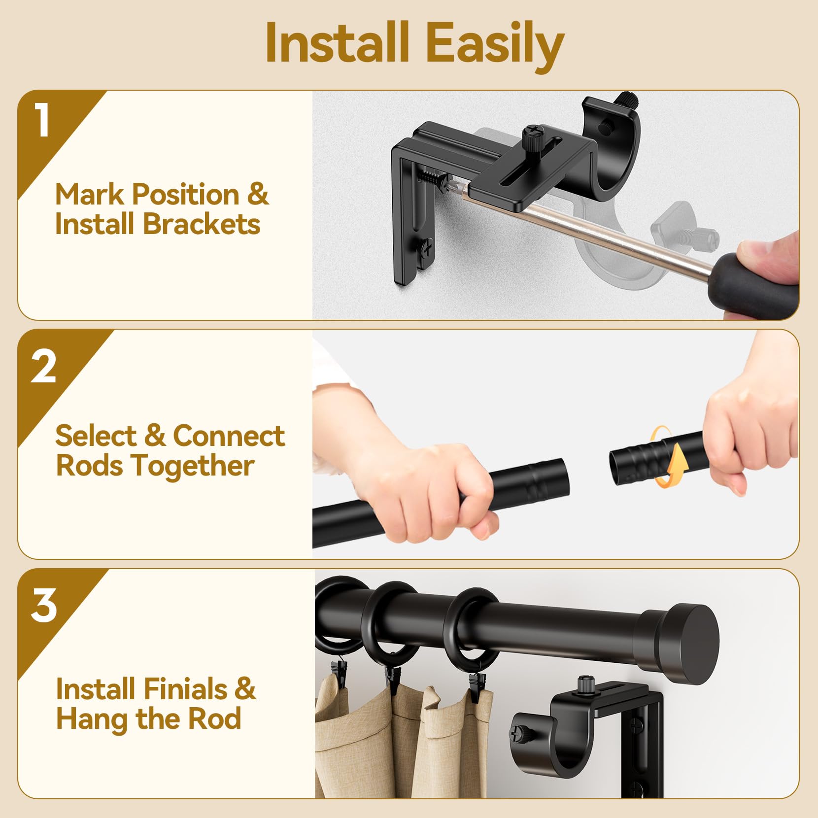 YaFex rod loaded with heavy drapes showing stability and strength benefit