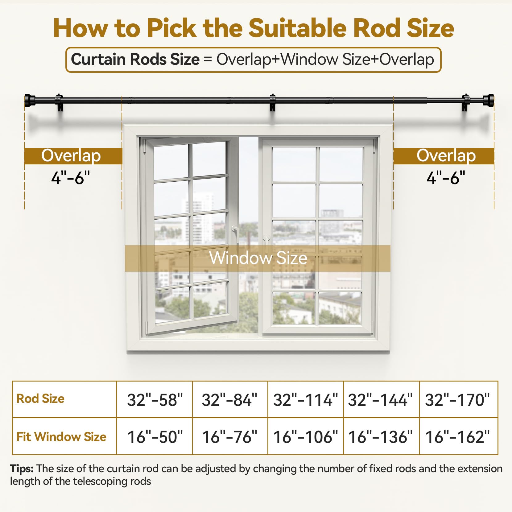 YaFex rod supporting heavy curtains in living room demonstrating reliable load-bearing