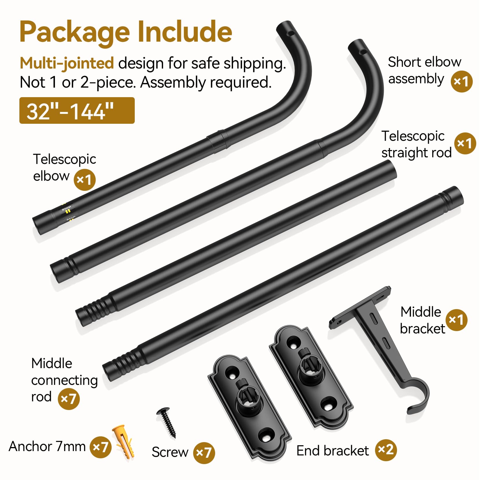 YaFex rod next to measuring tape showing adjustable 32–144 inch scale for fit accuracy