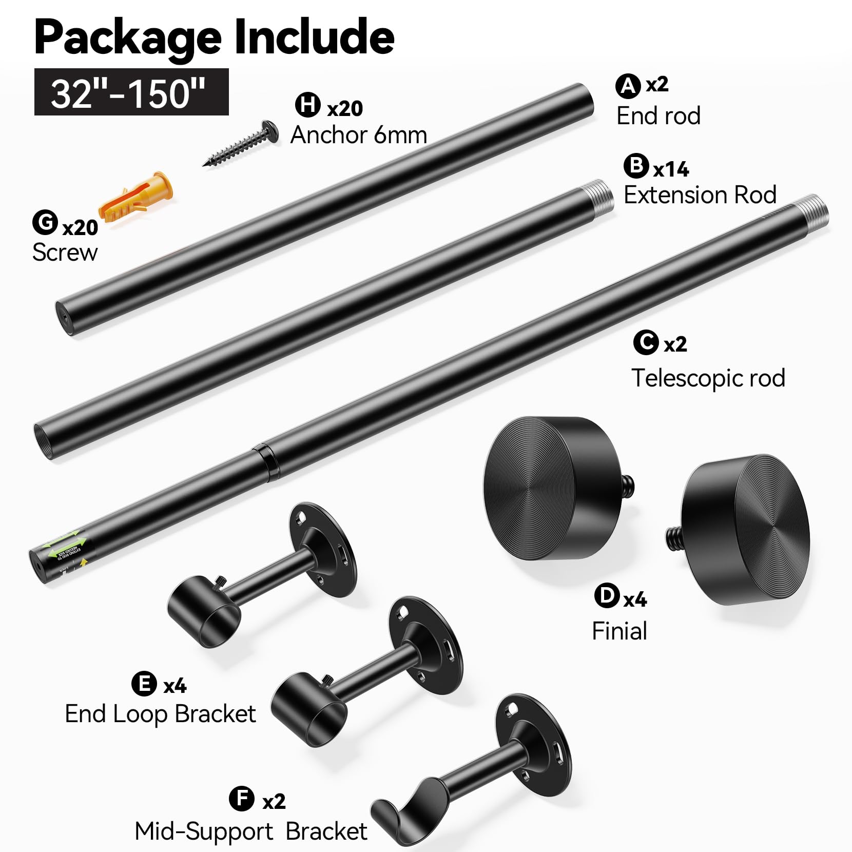 YaFex anchors screws and brackets displayed showing full mounting kit for secure installation