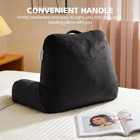 Yagamo in-use reading in bed showing upright support and posture