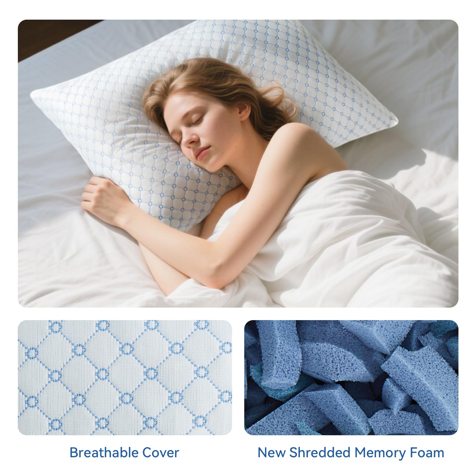 Yagamo shredded memory foam core exposed to show adjustable support