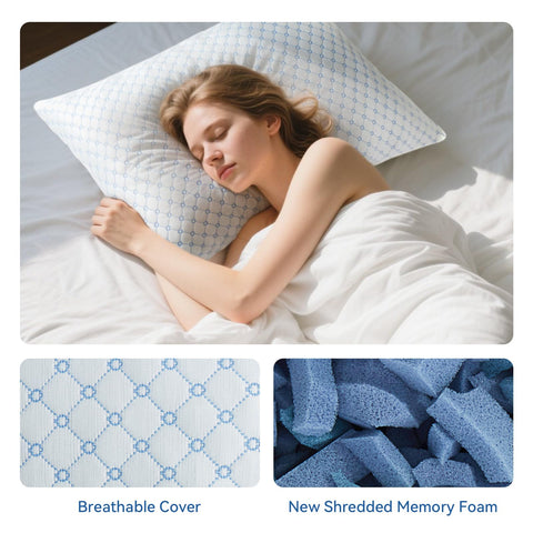 Yagamo shredded memory foam core exposed to show adjustable support