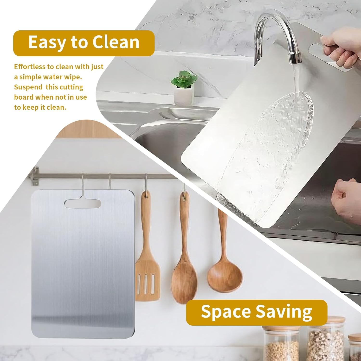 Yainmos dual-sided detail showing separate sides for meat and produce prep benefit