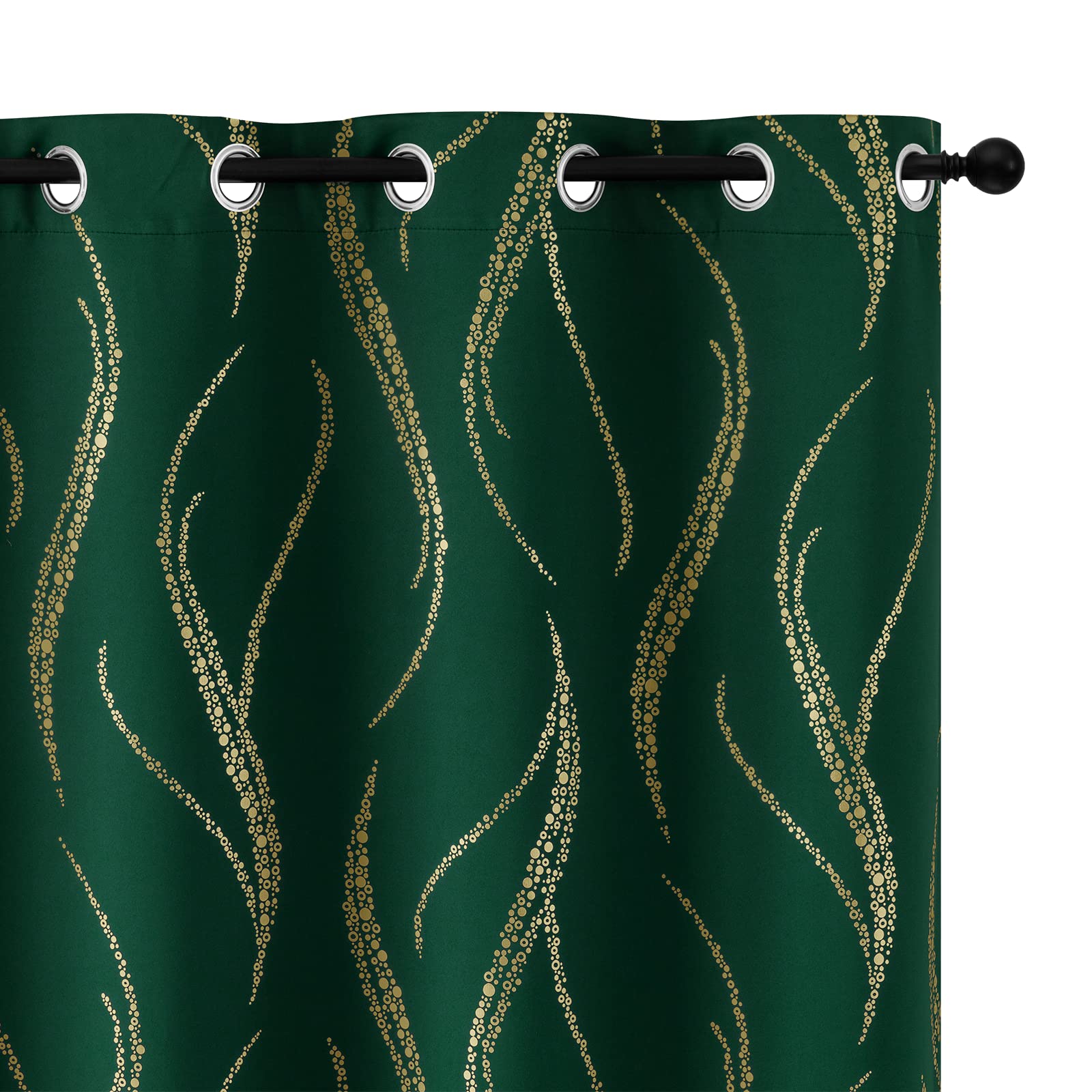 Yakamok emerald green front view showing full panels and grommet hang for elegant privacy