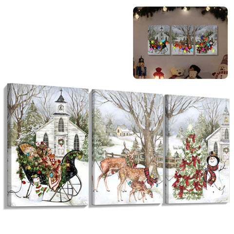 YAKESD three-piece front view showing festive sleigh and snowman artwork and bright colors