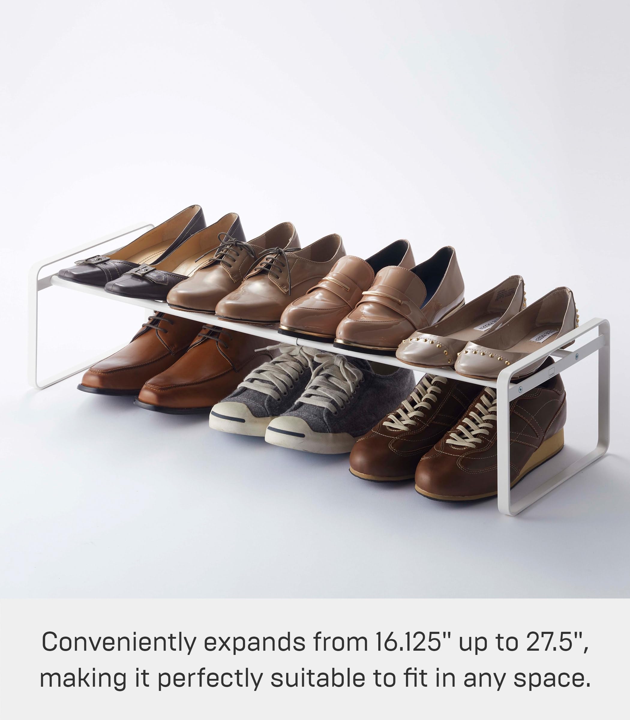 YAMAZAKI expanded width displaying adjustable fit for narrow spaces