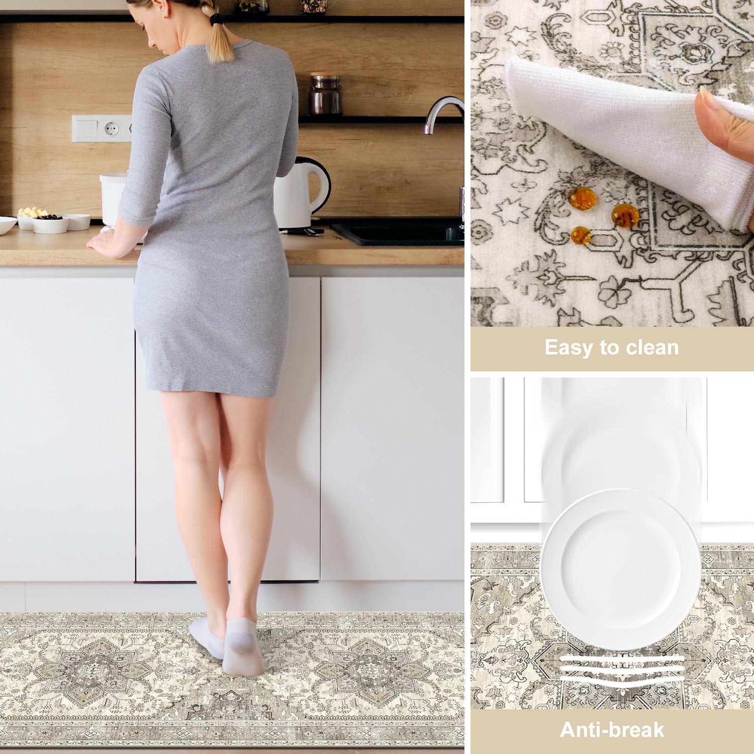 Yamaziot runner placed by kitchen sink providing cushioned standing comfort