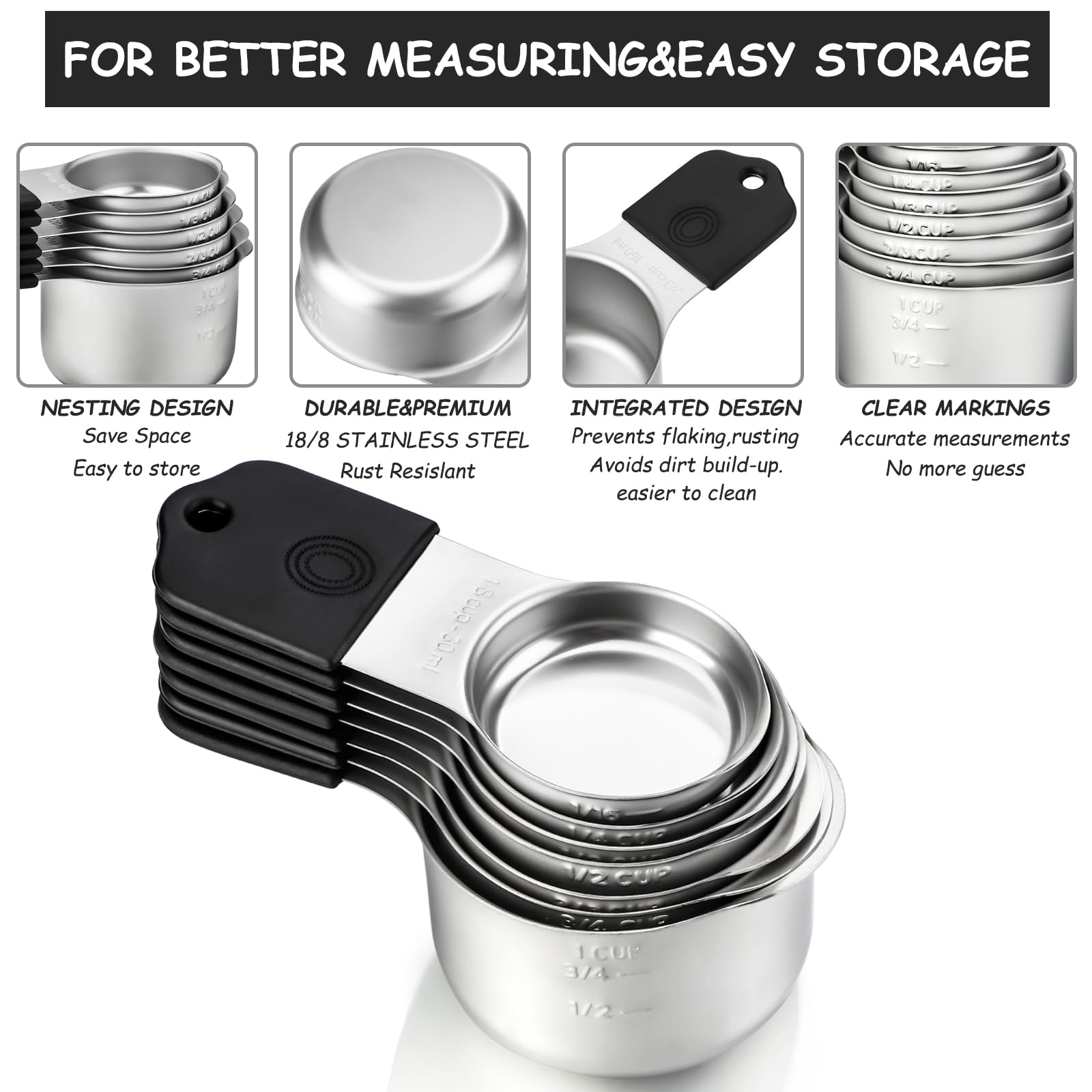 YAMOLIN close-up of stacked magnetic cups showing tidy nesting and space saving