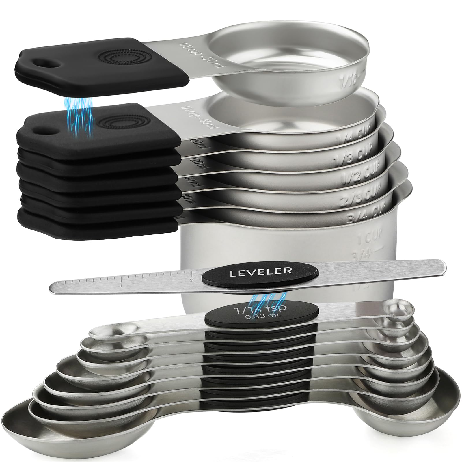 YAMOLIN front view of full 15-piece set showing compact storage and organization benefits