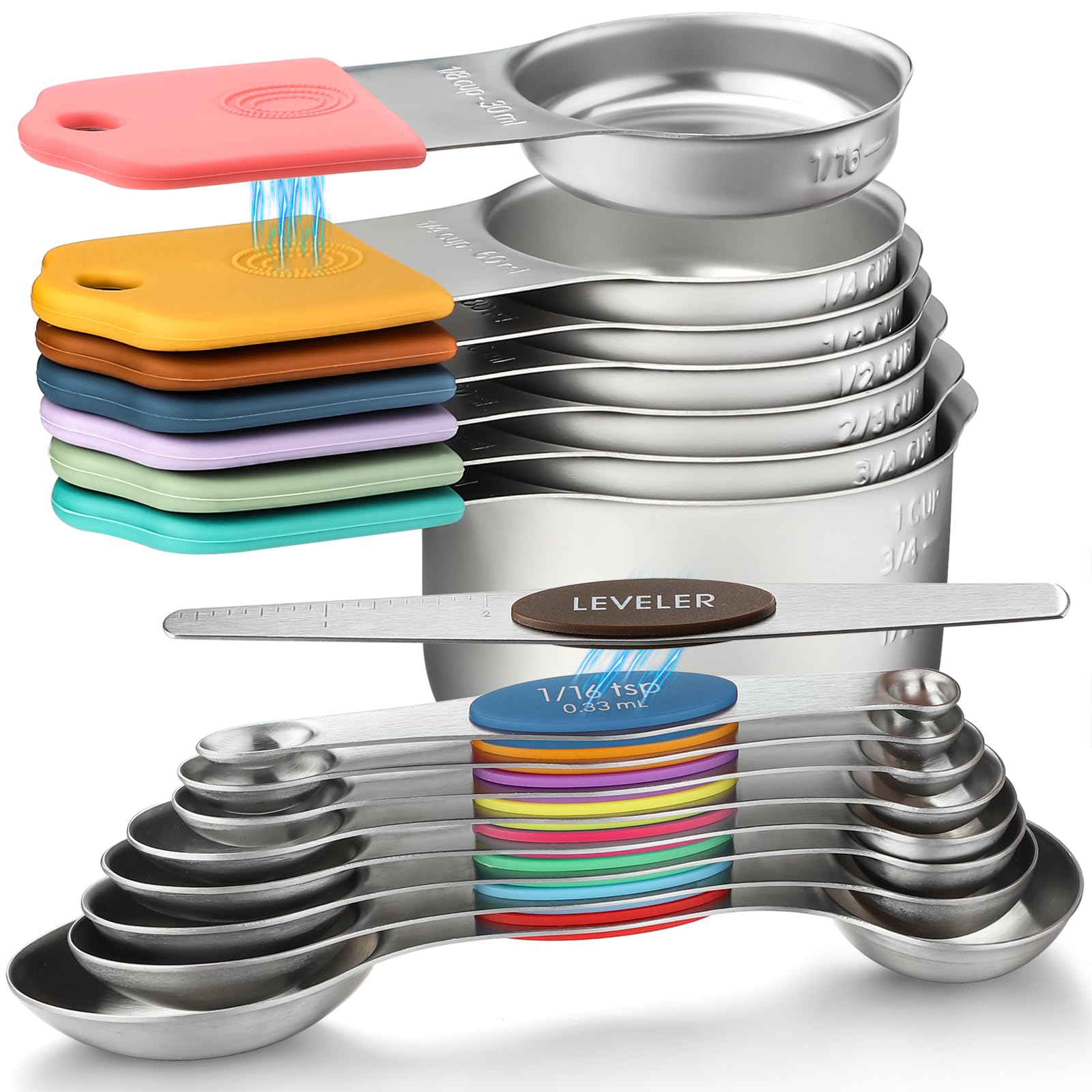 YAMOLIN front view of full measuring set showing neat storage and convenience