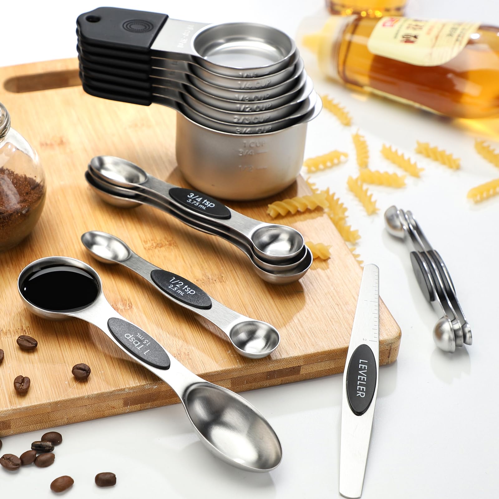 YAMOLIN measuring cups and spoons in use while baking showing ease and speed