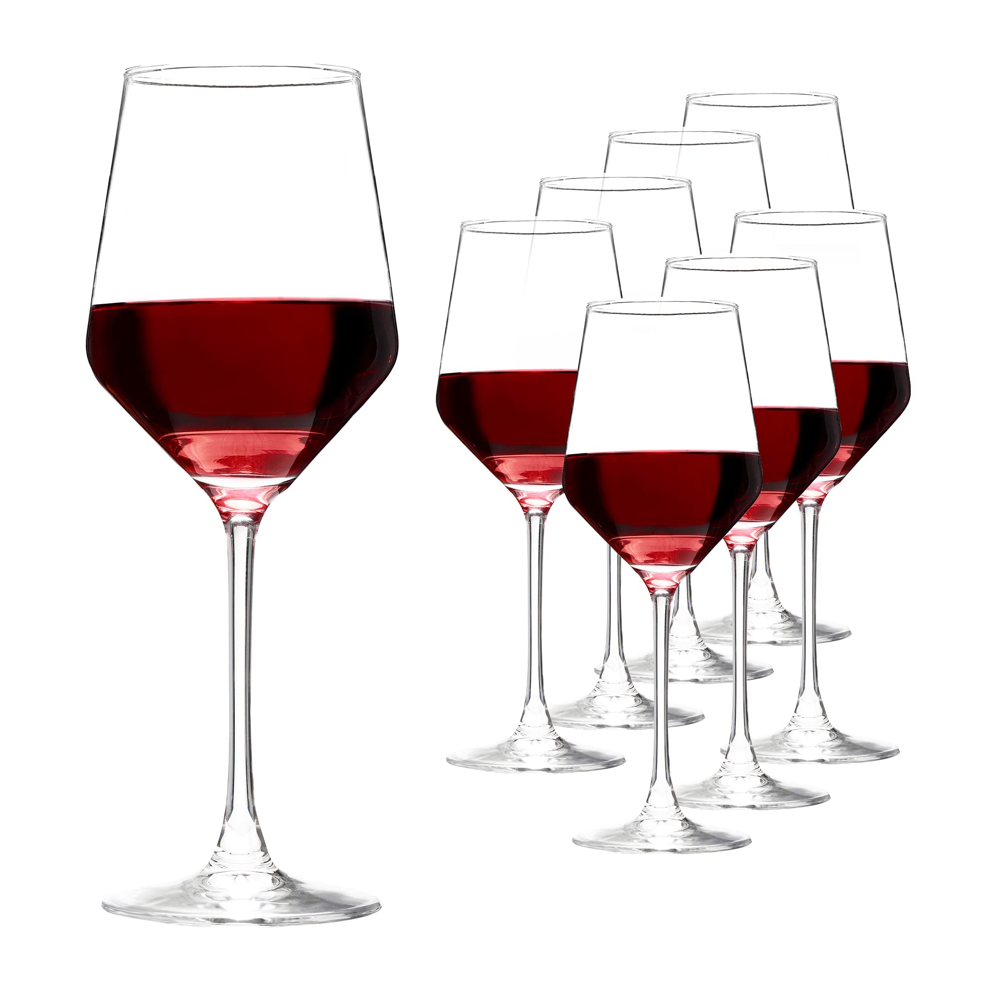 YANGNAY front view of eight glasses showing modern set and elegant presentation benefit