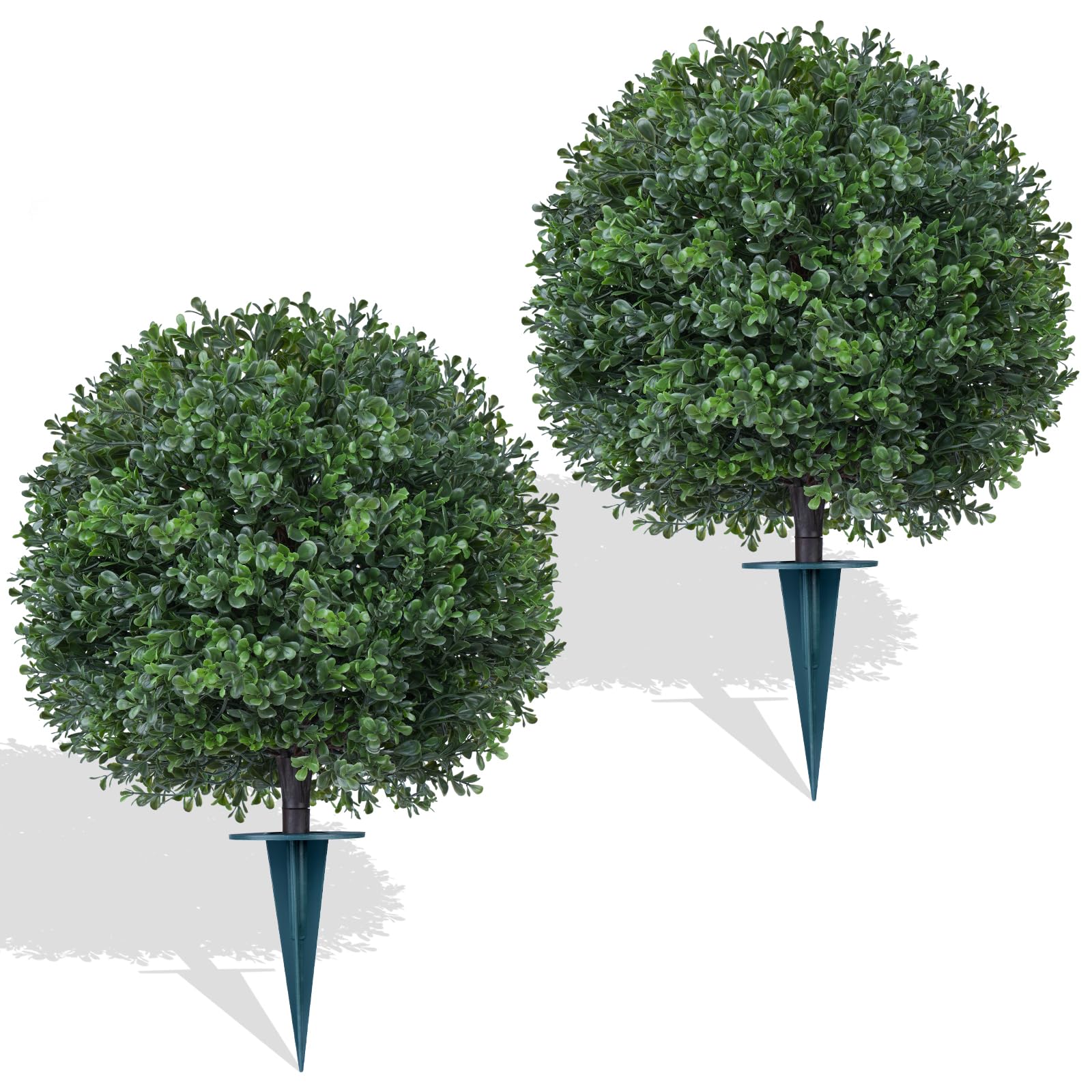 Yangrass front view of pair of topiary balls showing immediate curb appeal