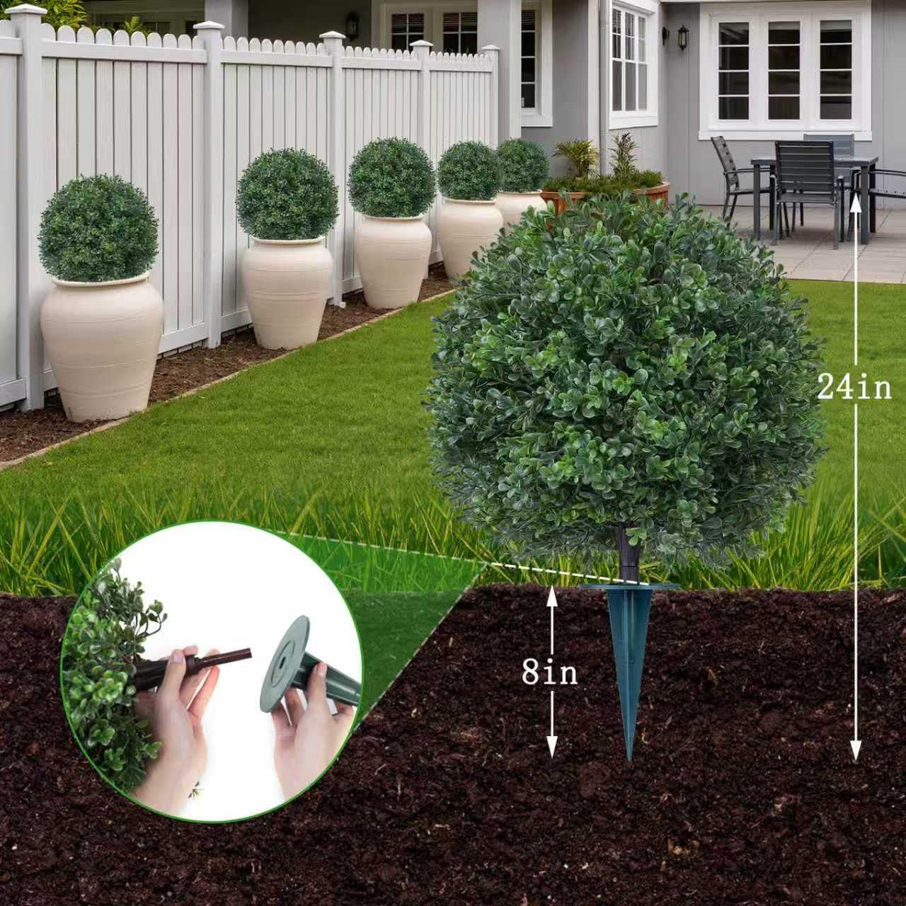 Yangrass 8-inch ground spike inserted into soil for secure placement