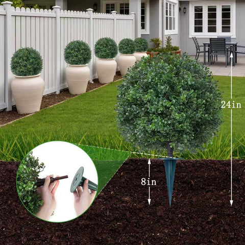 Yangrass 8-inch ground spike inserted into soil for secure placement