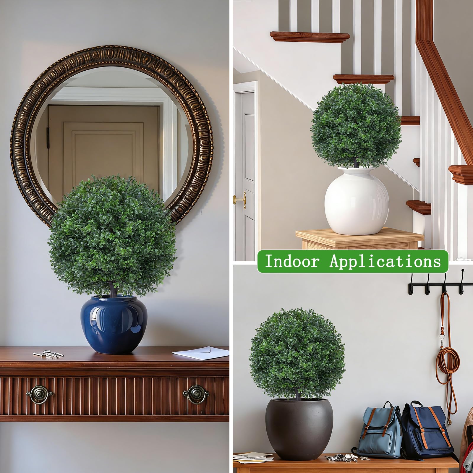 Yangrass topiary beside chair showing 24-inch scale and proportion benefit