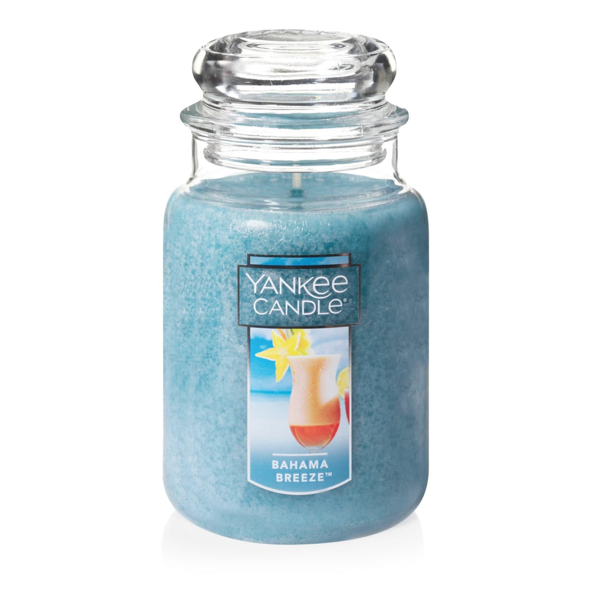 Yankee Candle Bahama Breeze front view showing label and tropical appeal