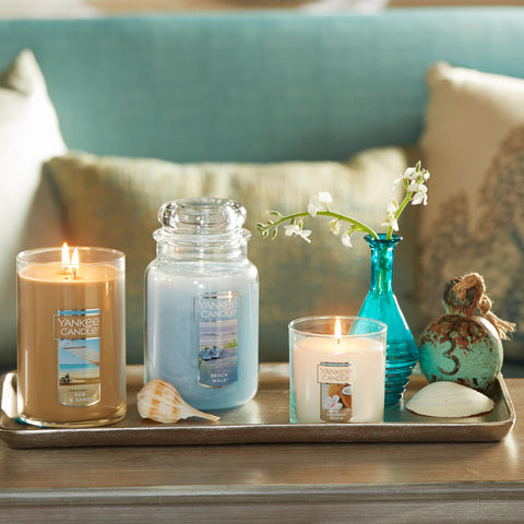 Yankee Candle in living room setting creating fresh coastal atmosphere