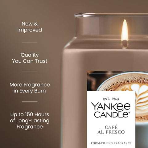Yankee Candle Café Al Fresco label detail highlighting premium ingredients