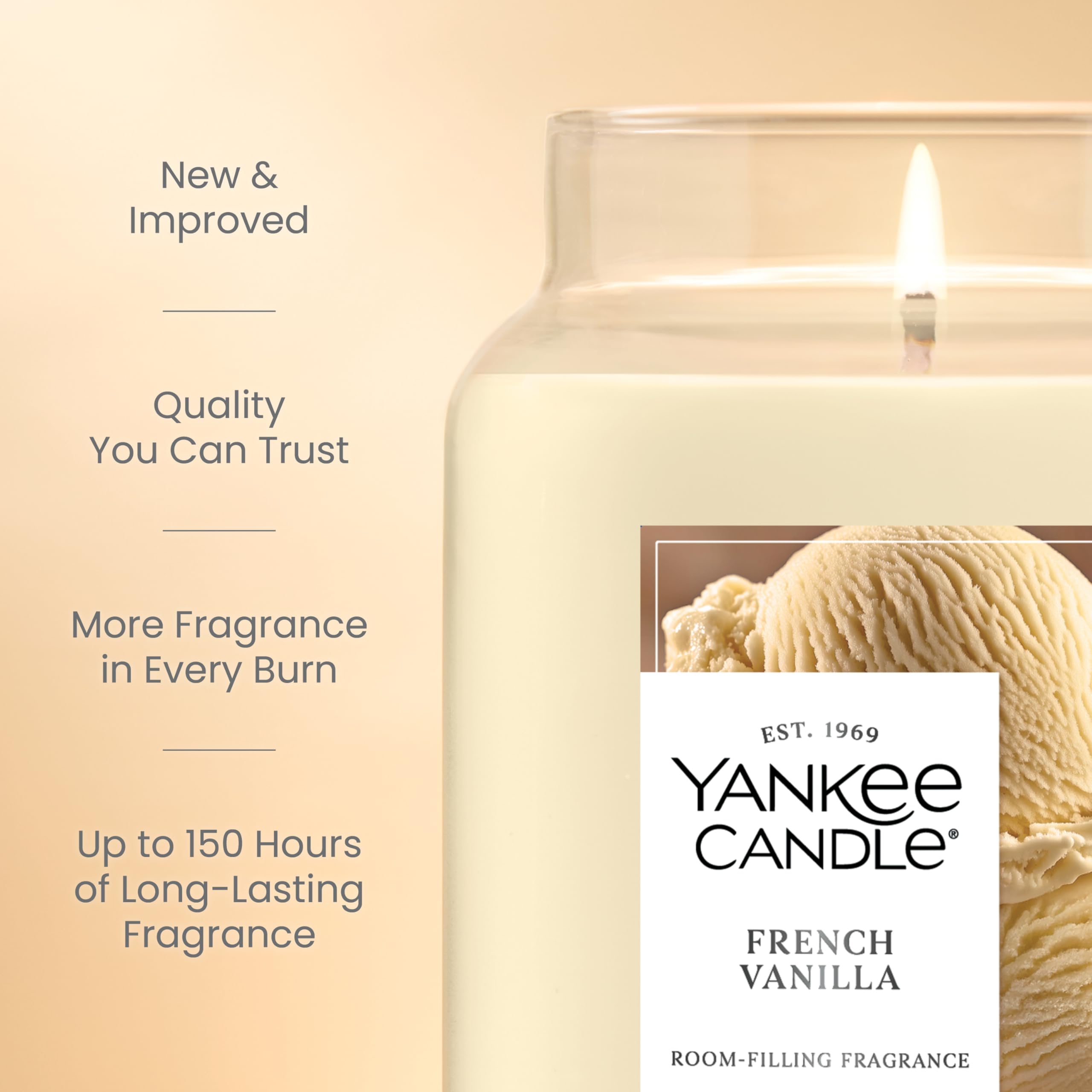 Yankee Candle French Vanilla lit in living room offering warm ambience and consistent fragrance