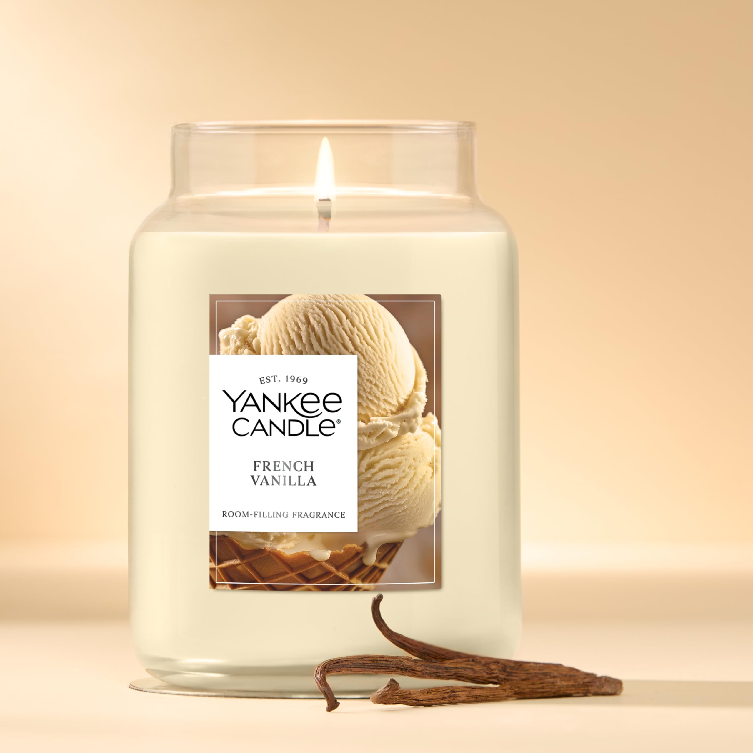 Yankee Candle French Vanilla wick detail highlighting natural-fiber wick for cleaner burn