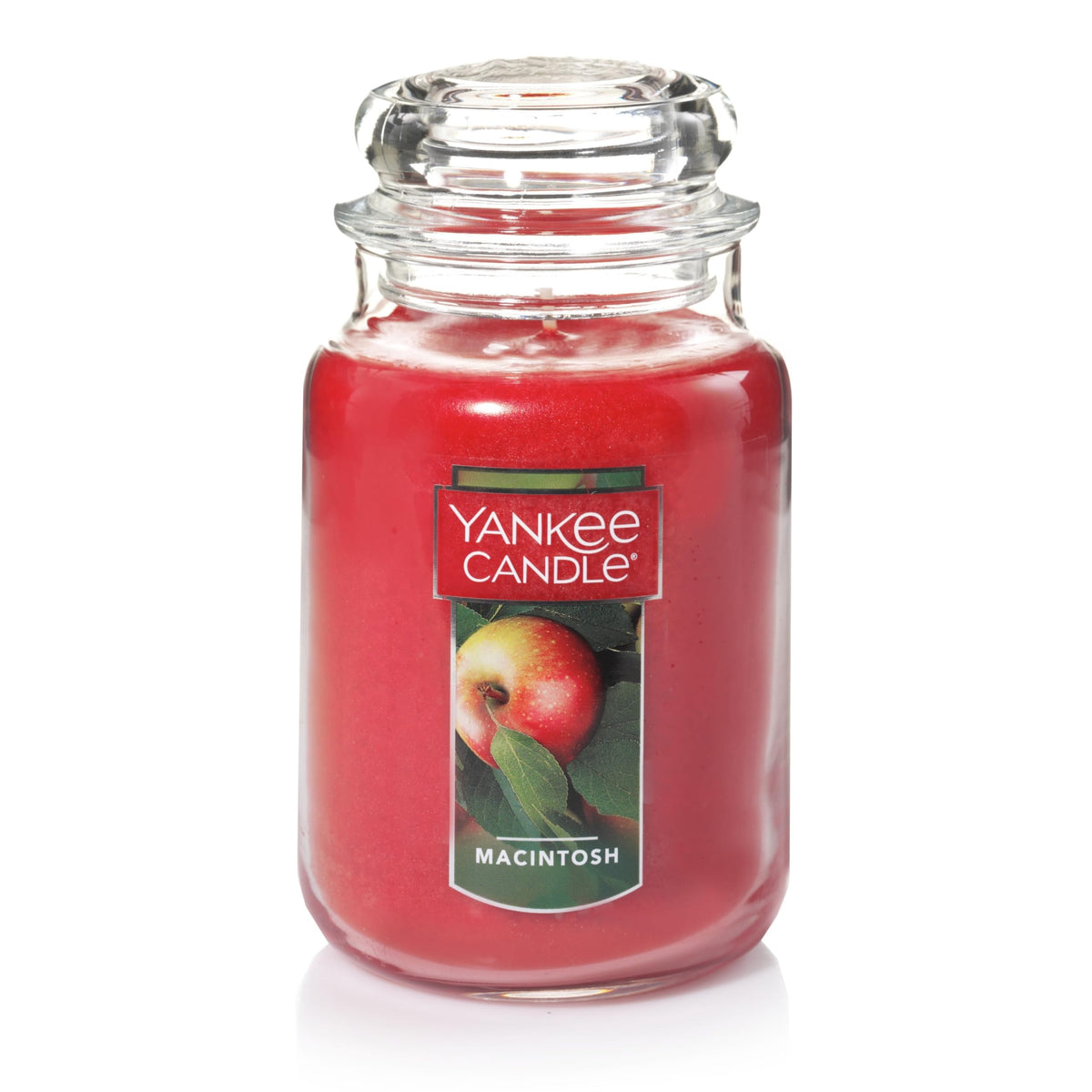 Yankee Candle Macintosh front packaging showing jar and scent, inviting home fragrance