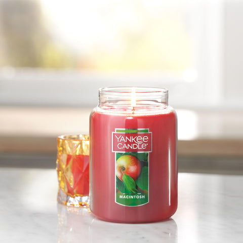 Yankee Candle Macintosh boxed on retail shelf ready for gifting or home use