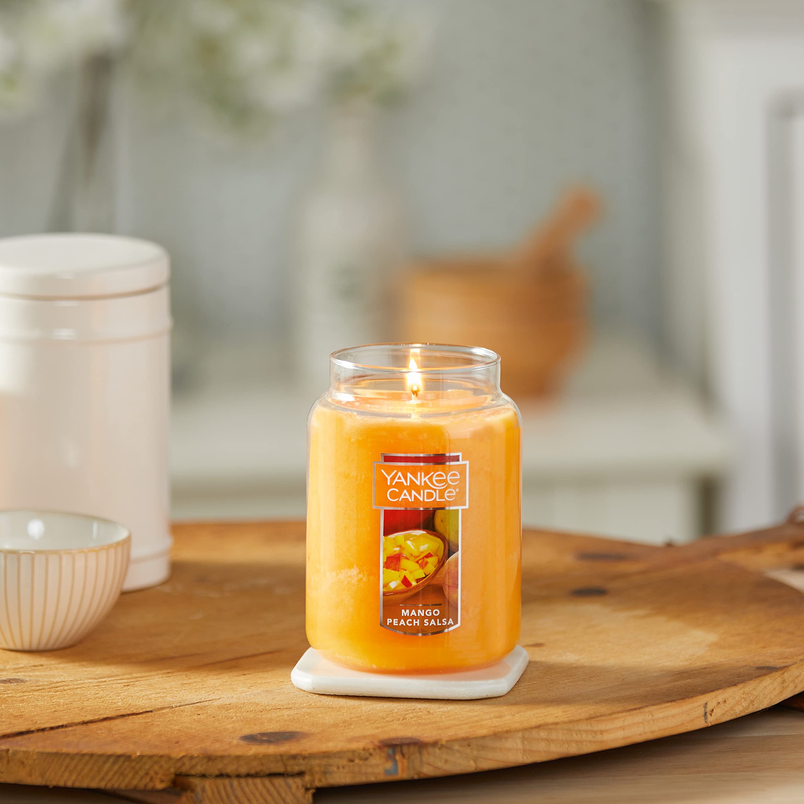 Yankee Candle macro view of wax and wick showing smooth texture and quality burn