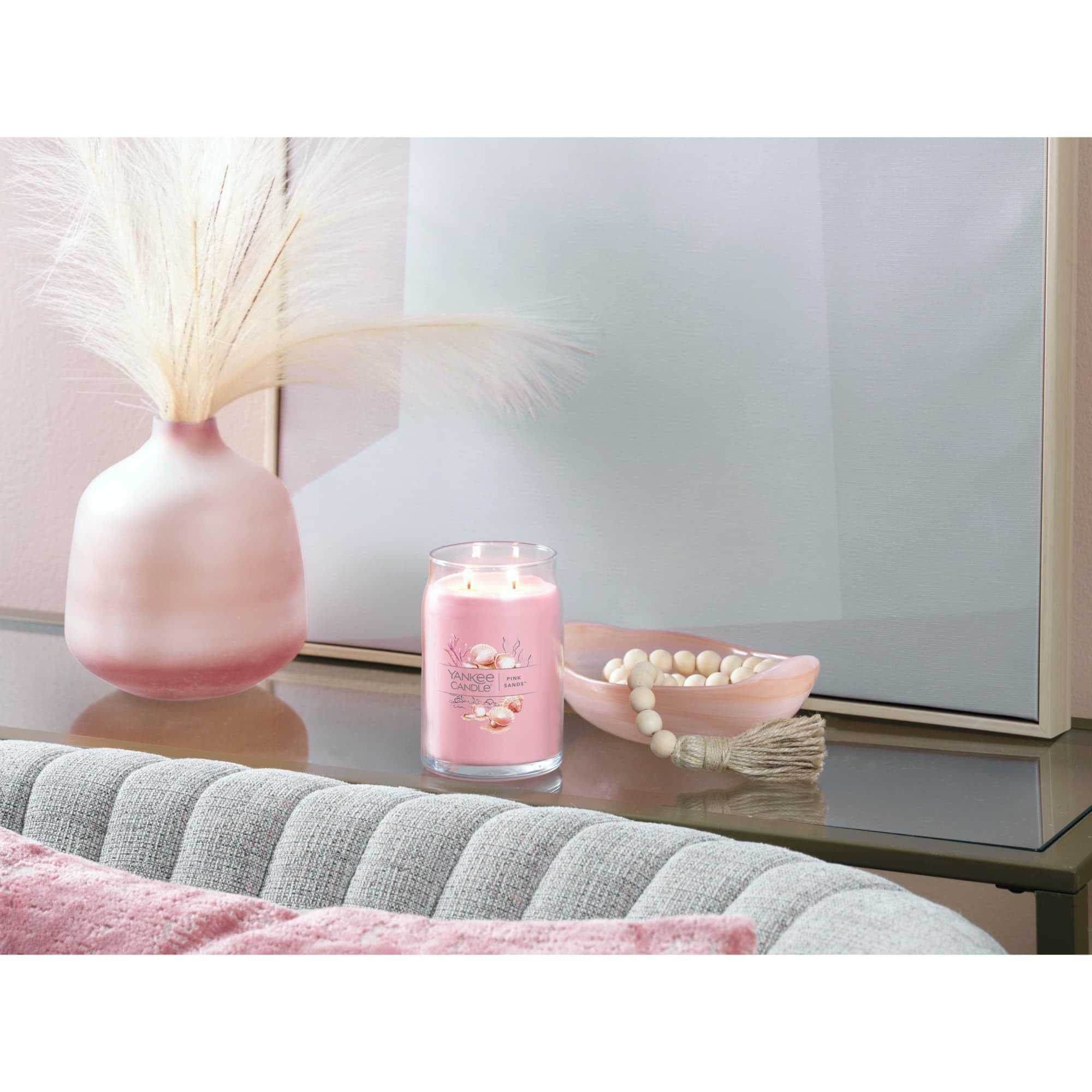 Yankee Candle Pink Sands wax close-up revealing vibrant color and smooth texture benefit