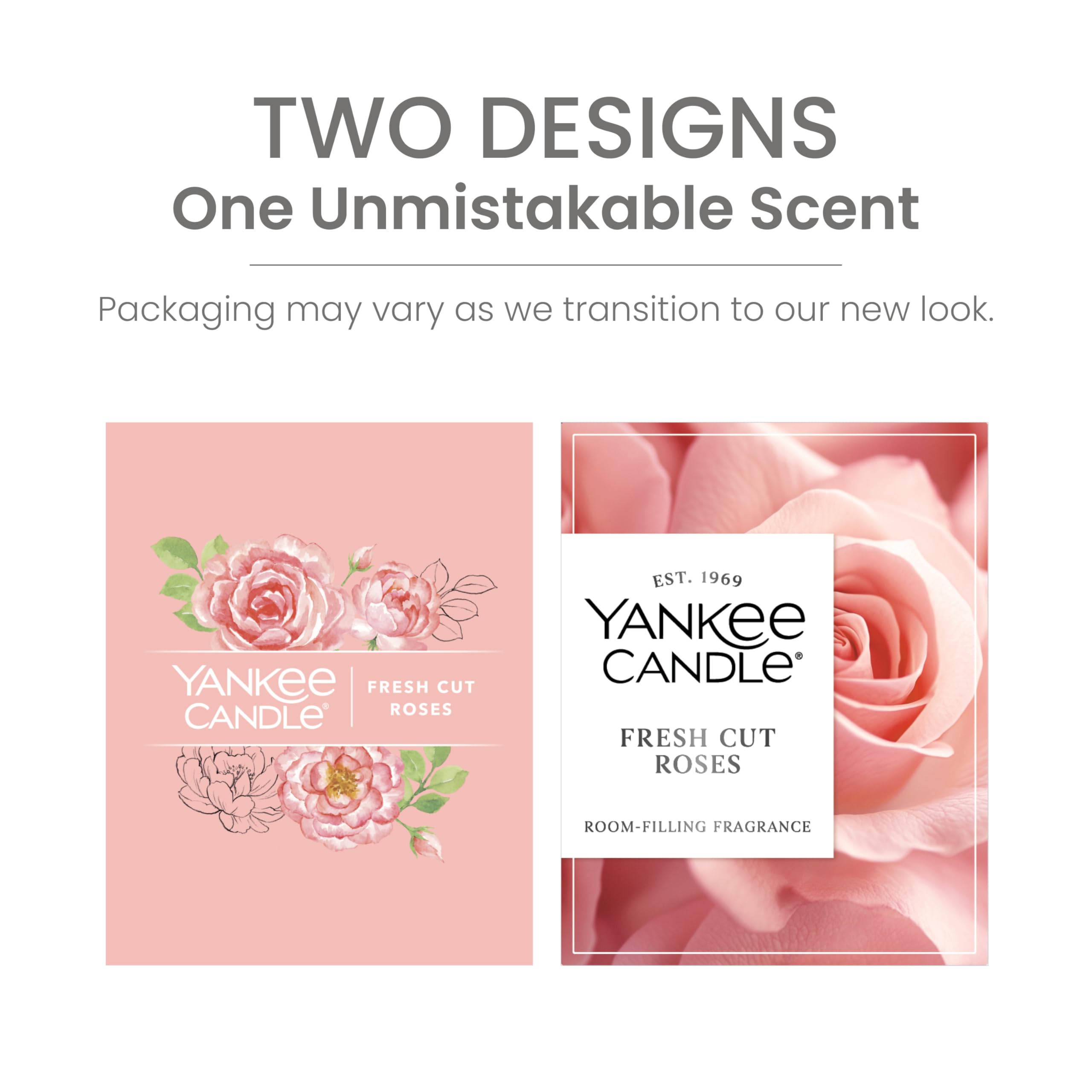Yankee Candle styled with fresh rose bouquet showing scent inspiration