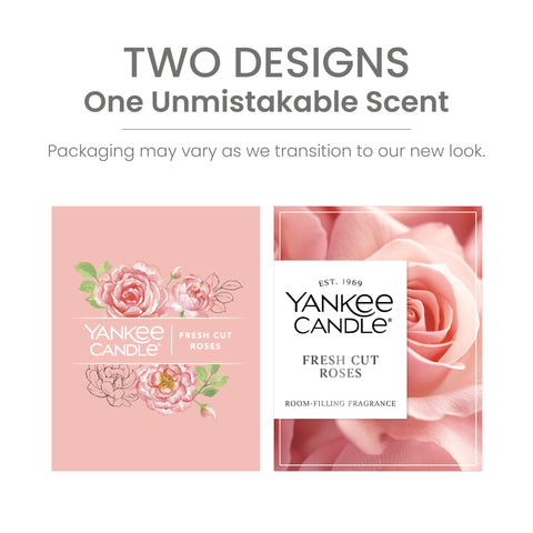 Yankee Candle styled with fresh rose bouquet showing scent inspiration