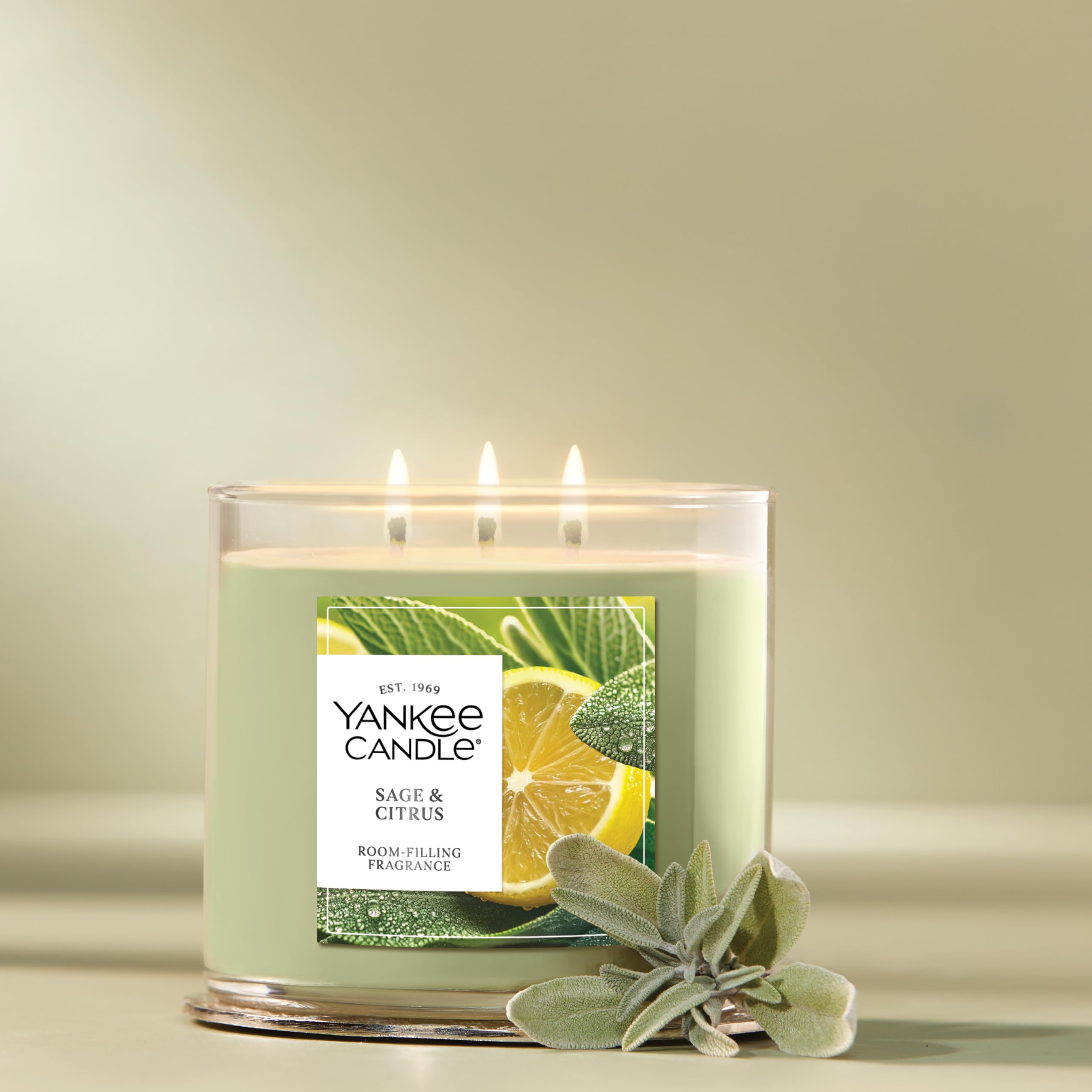 Yankee Candle sage & citrus melted wax pool demonstrating consistent scent throw