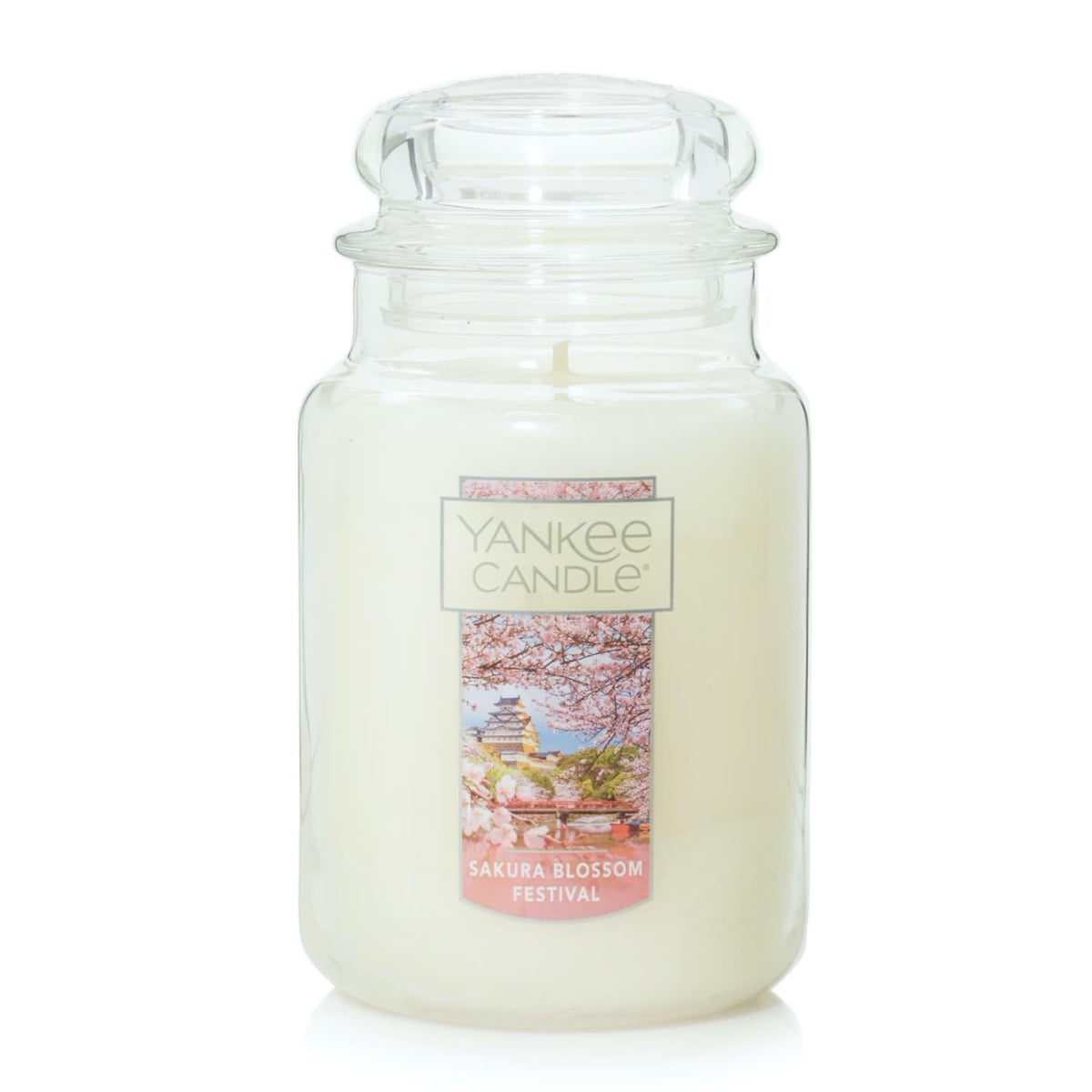 Yankee Candle front view of large Sakura Blossom jar showing elegant design and scent