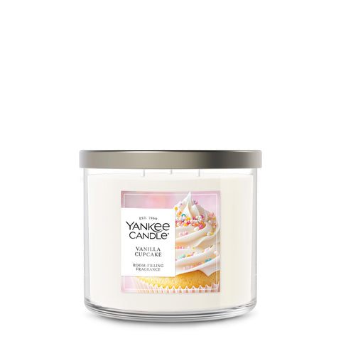 Yankee Candle front jar showing Vanilla Cupcake label and inviting presentation
